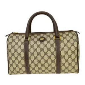 Gucci Boston Handbag GG Interlocking Brown Leather